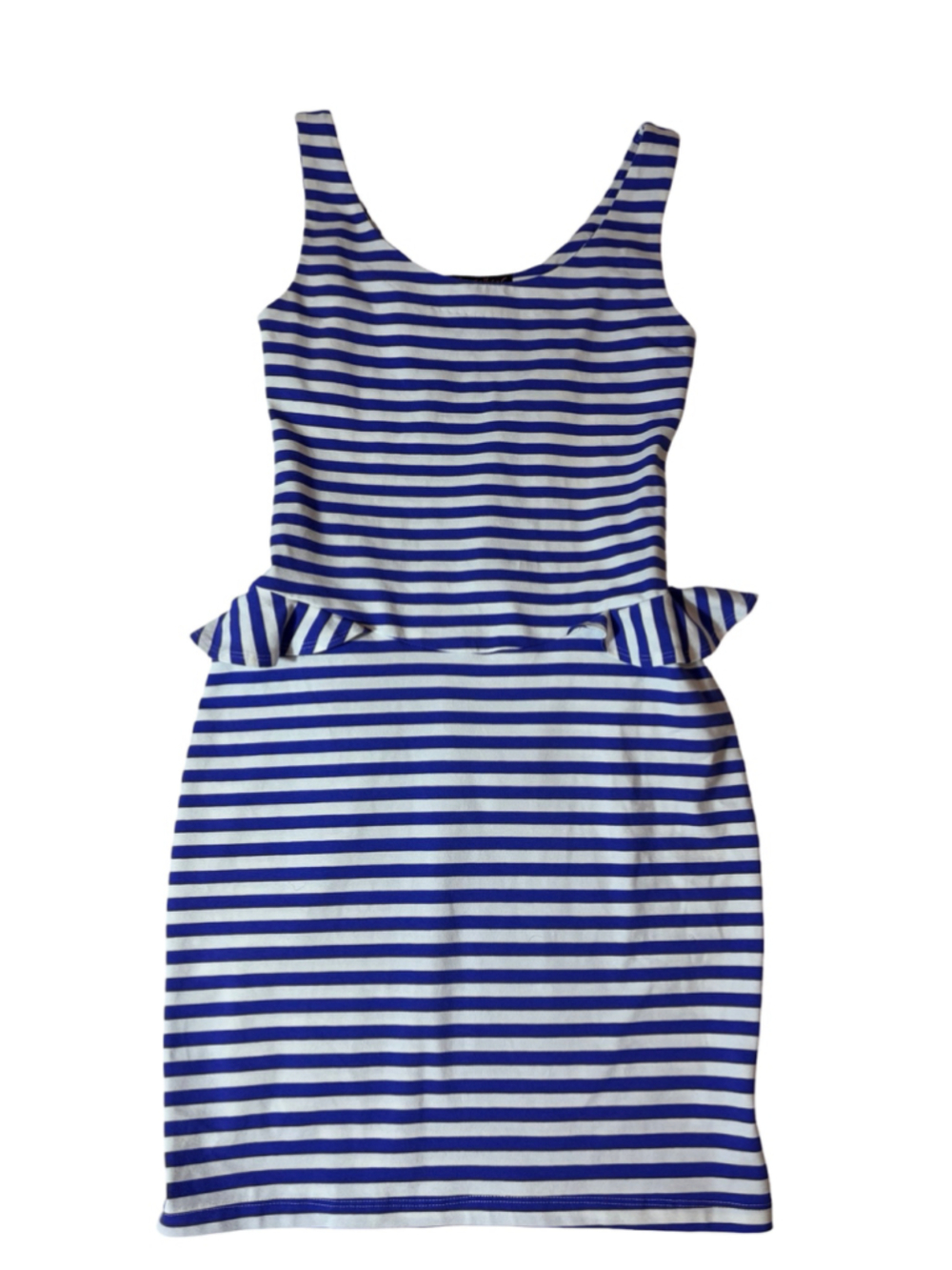 Vintage Y2K Betsey Johnson Striped Ruffle Butt Bodycon Dress Nautical